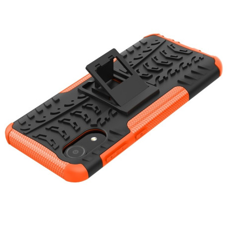 Противоударный чехол Tire Texture на Samsung Galaxy A03 Core - черно-оранжевый