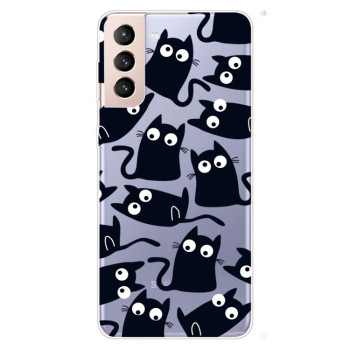 Чехол Painted Pattern для Samsung Galaxy S22 5G - Black Cat