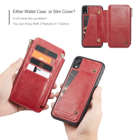 Чохол-гаманець CaseMe 011 Series Zipper Wallet Style на iPhone XR - червоний