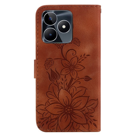Чехол-книжка Lily Embossed Leather для Realme C53/C51 / Narzo N53 5G - коричневый