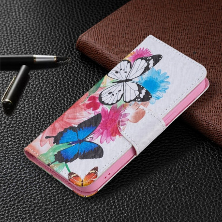 Чехол-книжка Colored Drawing Series на iPhone 13 Pro - Two Butterflies