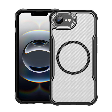Ударозахисний чохол Carbon Fiber Texture MagSafe Translucent на iPhone 16e - чорний