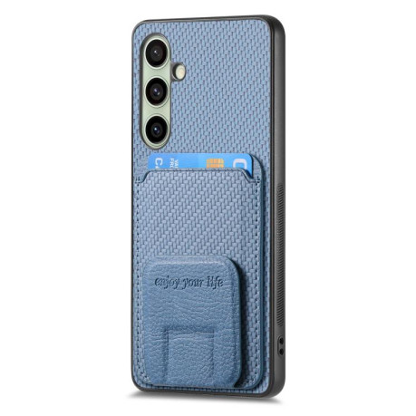 Противоударный чехол Carbon Fiber Card Bag для Samsung Galaxy A36 - синий
