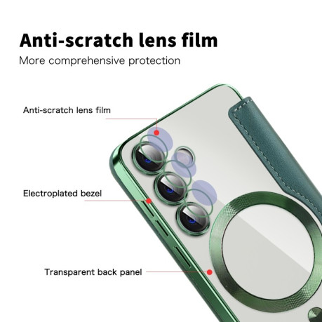 Чохол-книжка Shield MagSafe RFID Anti-theft Leather для Samsung Galaxy S25 5G - зелений