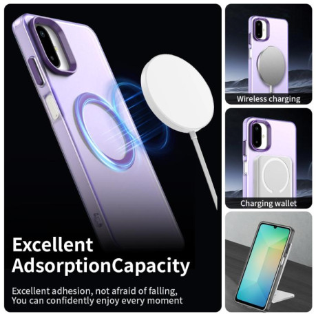Противоударный чехол Candy Magsafe PC Hybrid TPU для Samsung Galaxy F06 5G / M06 5G - фиолетовый