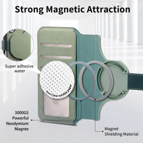 Чохол-книжка Twill Fabric з MagSafe RFID+кишенька на карт на Samsung Galaxy A07 4G / 5G - зелений