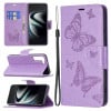 Чехол-книжка Butterflies Pattern для Samsung Galaxy S22 Ultra 5G - фиолетовый