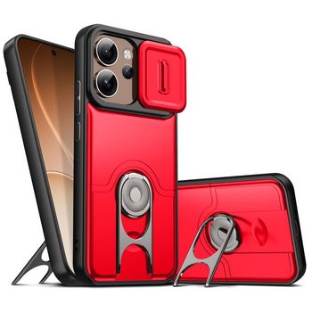 Протиударний чохол Escase зі шторкою камери та обертовим тримачем на OPPO Reno15 Pro 5G Global — червоний