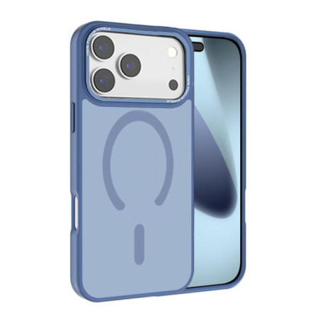 Противоударный чехол Kalebol Metal Lens Frame MagSafe Frosted PC для iPhone 17 Pro Max - голубой