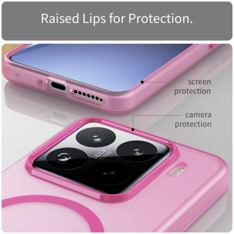 Протиударний чохол MagSafe Frosted Translucent TPU + PC для Xiaomi 15 Pro - рожевий