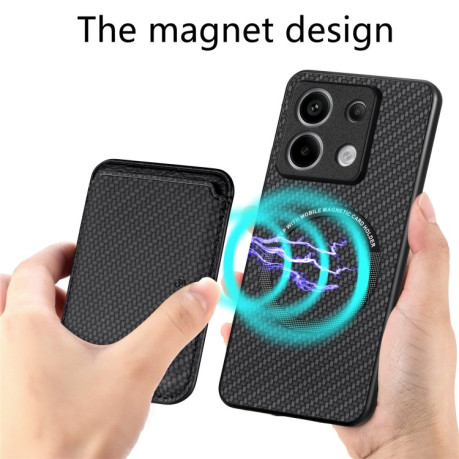 Чохол Carbon Fiber Leather Card Magnetic на Xiaomi Redmi Note 13 Pro 5G/Poco X6 5G - чорний