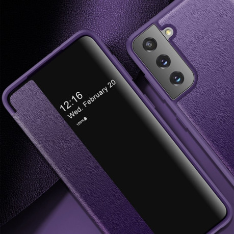 Чехол-книжка Side Window View на Samsung Galaxy S21 - фиолетовый