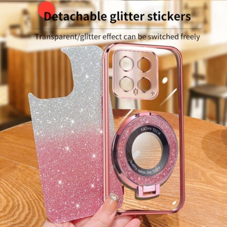 Чохол протиударний Plated Gradient Glitter Round Holder для Xiaomi 14 - сріблястий