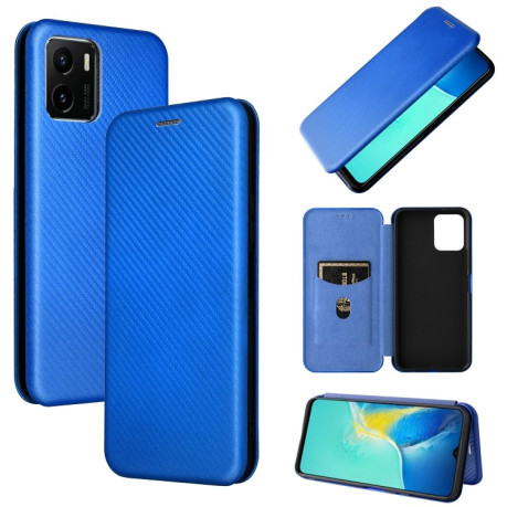 Чохол-книжка Carbon Fiber Texture на Vivo Y15s/Y15a - синій
