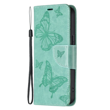 Чехол-книжка Butterflies Pattern на iPhone 13 Pro - зеленый