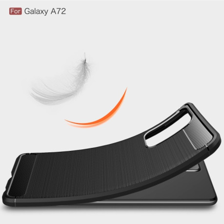 Чехол Brushed Texture Carbon Fiber на Samsung Galaxy A72 - черный