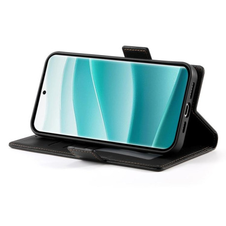 Чехол-книжка Side Buckle Magnetic Frosted Leather для Xiaomi Redmi Note 14 Pro 4G - черный