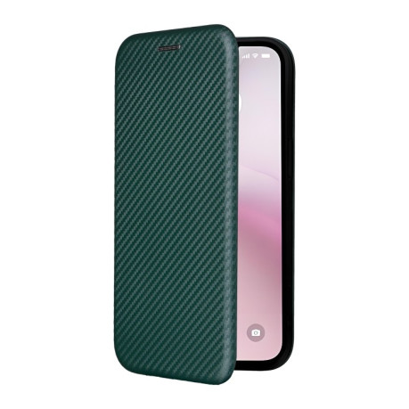 Чехол-книжка Carbon Fiber Texture на iPhone 16e - зеленый