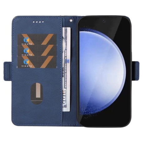 Чехол-книжка Dual-color Rhombic Lattice Leather для Samsung Galaxy S24 FE 5G - синий