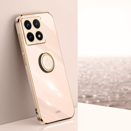 Протиударний чохол XINLI Straight Edge with Ring Holder для Xiaomi 14T Pro 5G Global - рожевий