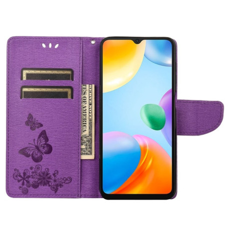 Чохол-книжка Floral Butterfly для Xiaomi Poco C40/Redmi 10c - фіолетовий