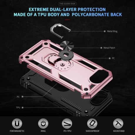 Чохол протиударний HMC 360 Degree Rotating Holder для iPhone 16e - рожеве золото