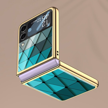 Противоударный чехол GKK Electroplating Painted для Samsung Galaxy Z Flip3 5G - Gold Line Black