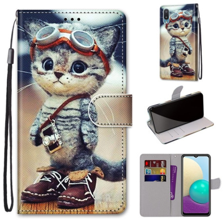 Чохол-книжка Coloured Drawing Samsung Galaxy A02 / M02 - Leather Shoes Cat