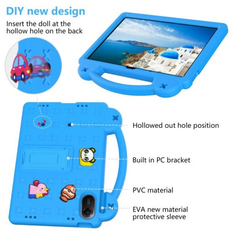 Противоударный чехол EVA Handle Kickstand Children для Xiaomi Redmi Pad 2 11 2025 - голубой