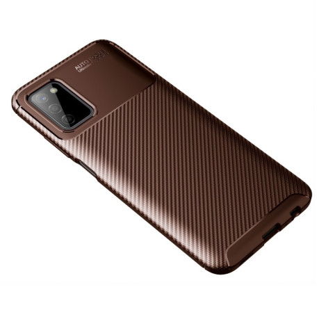 Ударозащитный чехол HMC Carbon Fiber Texture на Samsung Galaxy A03s - коричневый