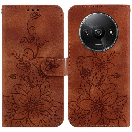 Чехол-книжка Lily Embossed Leather для Xiaomi Redmi A3 - коричневый