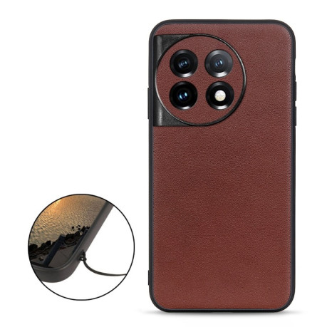 Кожаный чехол Accurate Lambskin Texture для OnePlus 11R / Ace 2 - коричневый