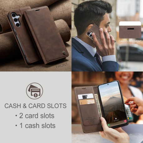 Чохол-книжка CaseMe-013 Multifunctional  для Samsung Galaxy S25+ 5G - кавовий