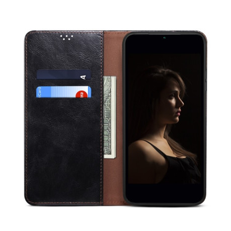 Чехол-книжка Simple Wax Crazy Horse для Samsung Galaxy A05 - черный