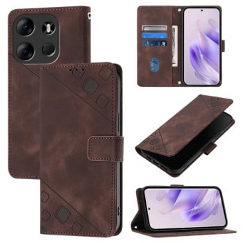 Чехол-книжка Skin-feel Embossed на Tecno Spark Go 2023 / Pop 7 / Pop 7 Pro — коричневый