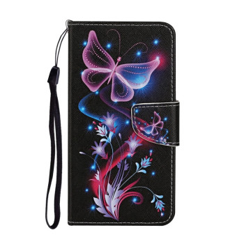 Чохол-книжка Colored Drawing Pattern для iPhone 14 Plus - Fluorescent Butterfly