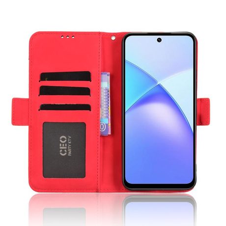 Чехол-книжка Skin Feel с мягкой фактурой Calf для Infinix Smart 10 / Tecno Pop 10 4G — красный