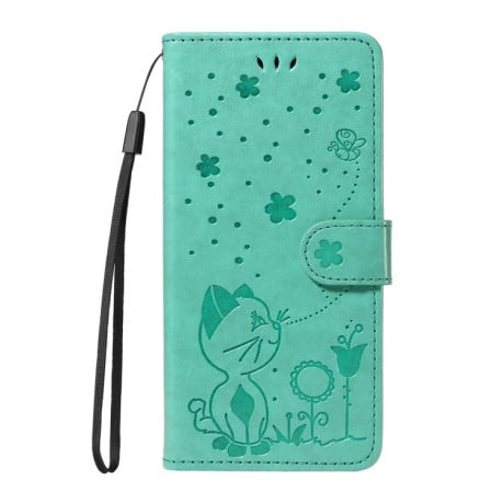 Чехол-книжка Cat Embossing Pattern на Xiaomi 15T Pro 5G EU 173mm - зеленый