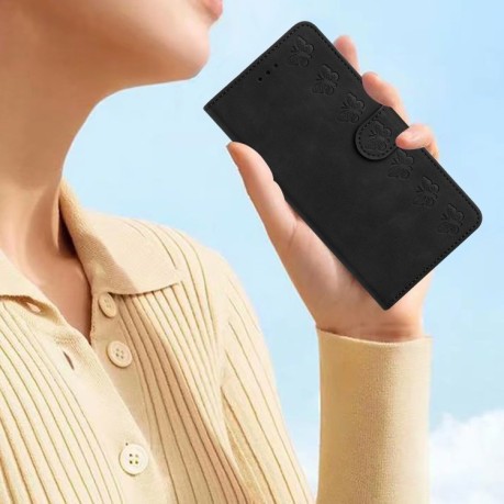 Чехол-книжка Seven Butterflies Embossed Leather для Motorola Edge 50 5G - черный