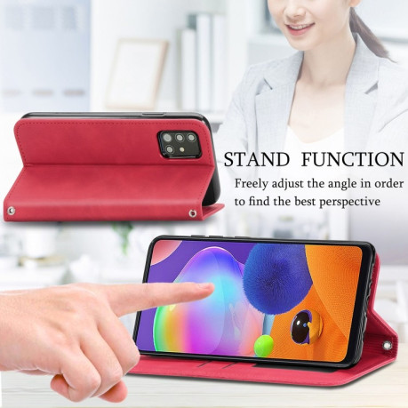Чехол-книжка Retro Skin Feel Business Magnetic на Samsung Galaxy A32 5G- красный
