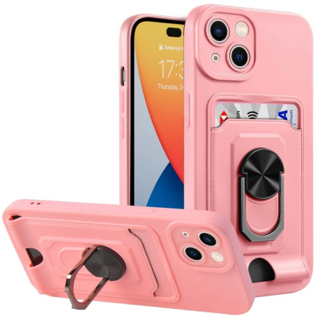 Противоударный чехол Ring Kickstand для iPhone 14 Pro Max - розовый