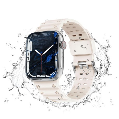 Силіконовий ремінець Waterproof Double Buckle для Apple Watch 10 42mm/Series 8/7 41mm / 40mm / 38mm - бежевий