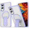 Противоударный чехол Acrylic Hybrid TPU MagSafe Holder для Samsung Galaxy S25 Edge 5G - фиолетовый