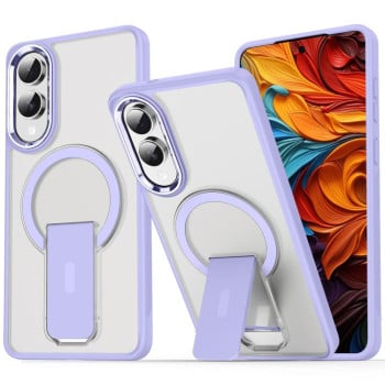 Протиударний чохол Acrylic Hybrid TPU MagSafe Holder для Samsung Galaxy S25 Edge 5G - фіолетовий