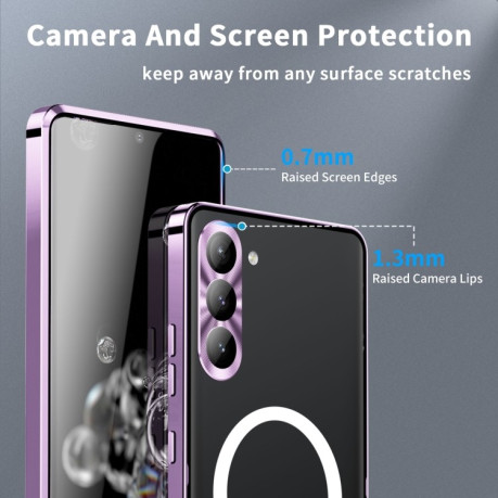 Противоударный чехол Frosted Meta (MagSafe) для Samsung Galaxy S24 - фиолетовый