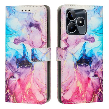 Чехол-книжка Painted Marble Pattern для Realme C53/C51/Narzo N53 - розово-фиолетовый