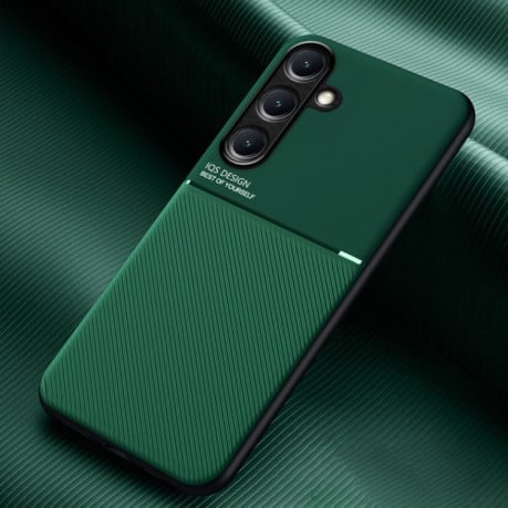 Противоударный чехол Tilt Strip Grain на Samsung Galaxy S25 5G - зеленый