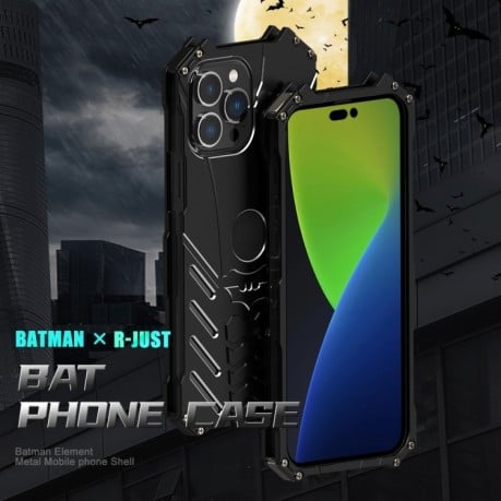 Противоударный чехол R-JUST Batman Metal для iPhone 14 Pro Max - черный