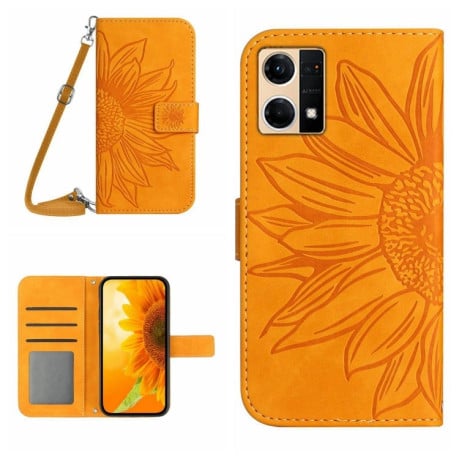 Чехол-книжка Skin Feel Sun Flower для OPPO Reno7 4G/Reno8 4G - желтый