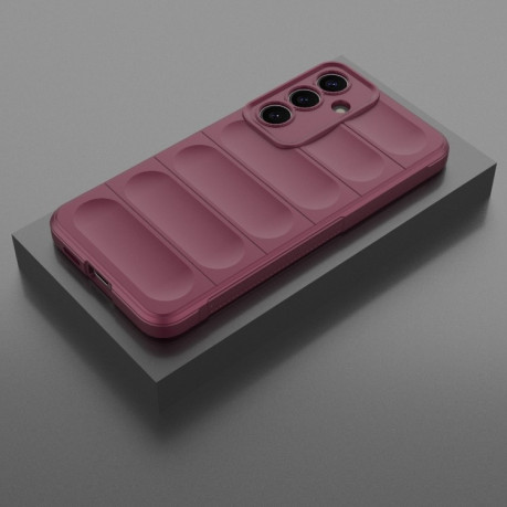 Силиконовый чехол Magic Flannel для Samsung Galaxy S25+ 5G - винно-красный